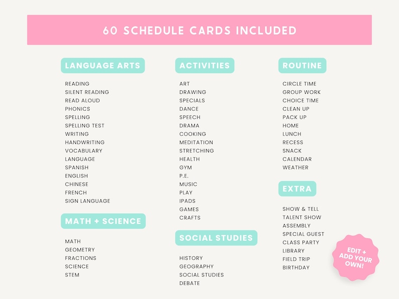 Classroom Visual Schedule, Editable Canva Template, Bright Pastel ...
