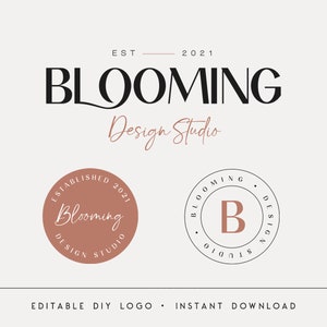 Editable Logo Designs, DIY Modern Boho Logo, Elegant Logo, Minimalist Circle Logo, Studio Logo with Watermarks, Instant Download