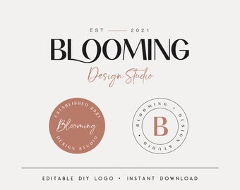 Editable Logo Designs, DIY Modern Boho Logo, Elegant Logo, Minimalist Circle Logo, Studio Logo with Watermarks, Instant Download