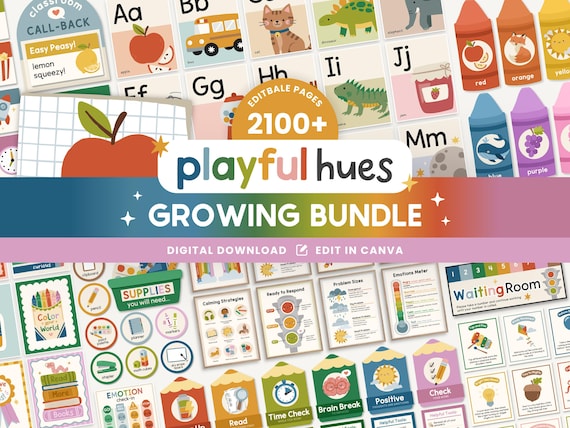 Editable Classroom Decor GROWING Printable Bundle | Elementary Posters & Visuals | Montessori Classroom | Homeschool Learning Printables