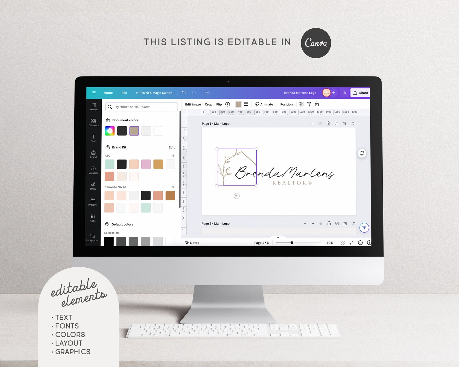 Editable Logo Design, DIY Canva Realtor House Logo, Elegant Real Estate ...