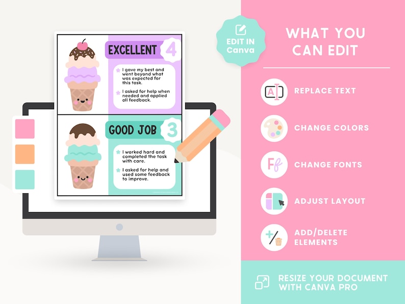 Editable Visual Effort Rubric | Pastel Classroom Management Template ...