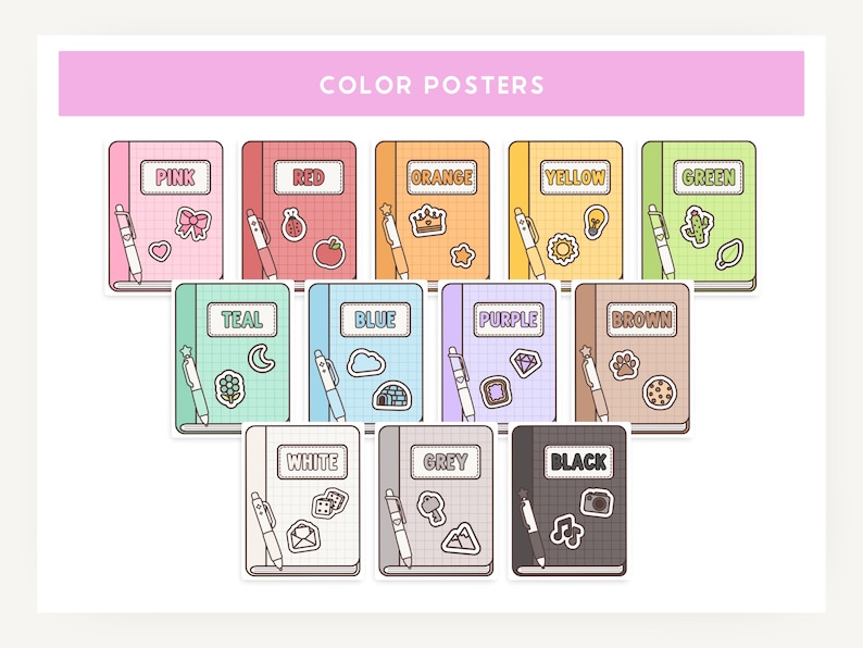 Editable Color Posters | Cute Notebook Themed Classroom Decor | Pastel ...