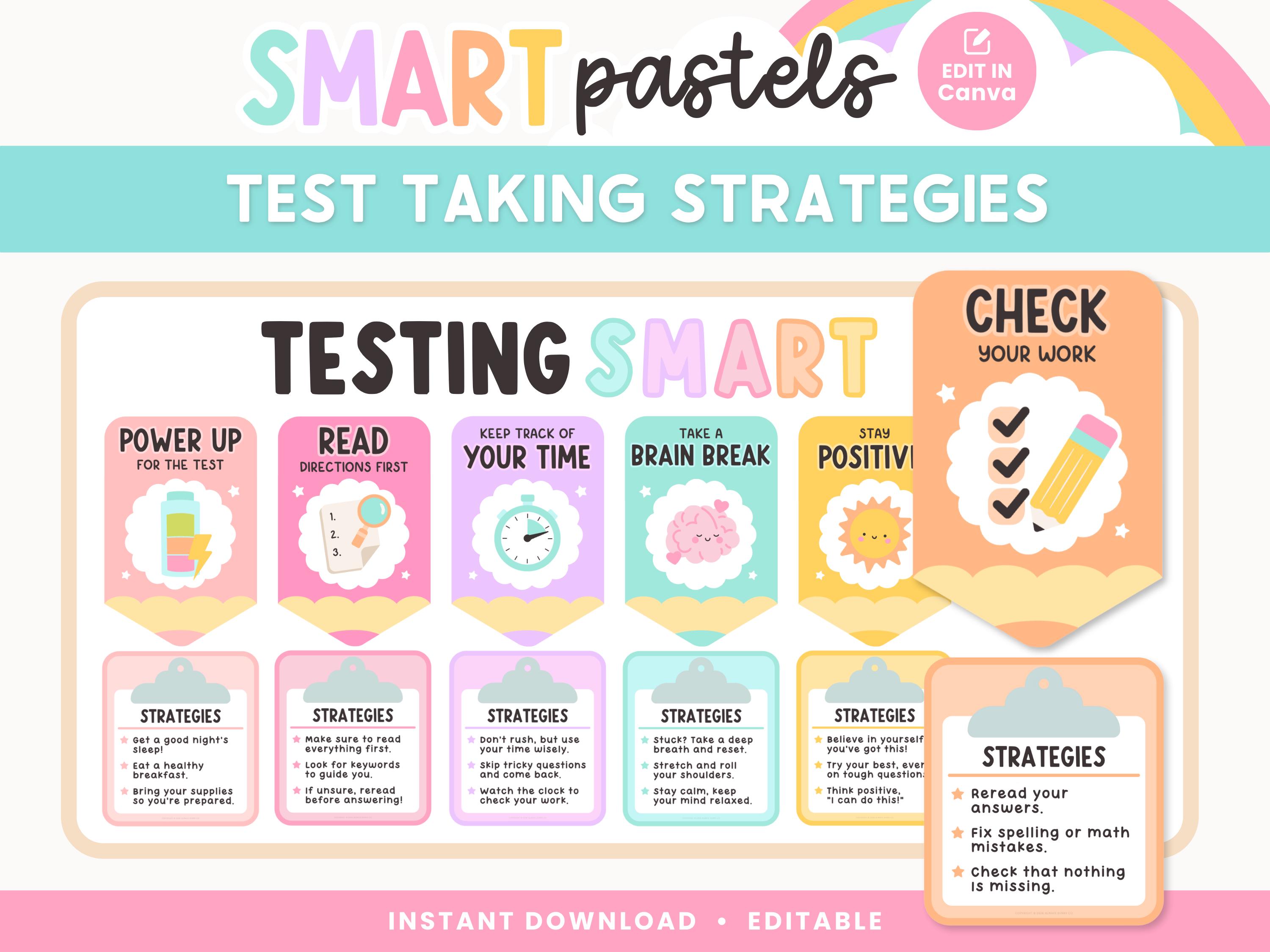 Editable Classroom Test Taking Strategy Posters | Testing SMART ...