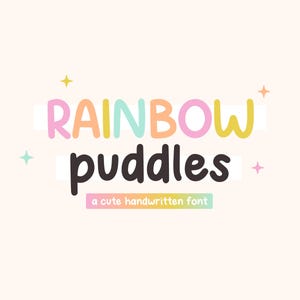Fuente escolar Rainbow Puddles / Estilo lindo escrito a mano para invitaciones, tarjetas, manualidades / Planificador moderno / Proyectos de bricolaje / Fuente para maestros