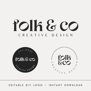 Editable Logo Designs, DIY Modern Boho Logo, Elegant Logo Template, Minimalist Circle Logo, Retro Hipster Logo, Instant Download