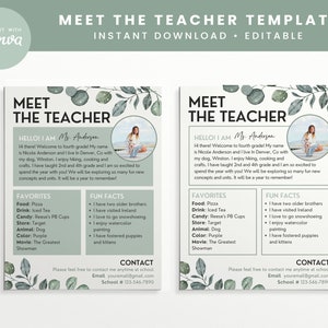 Conozca la plantilla imprimible del aula del maestro, introducción del maestro, Canva imprimible de la escuela, DESCARGA INSTANTE + Plantilla editable de Canva