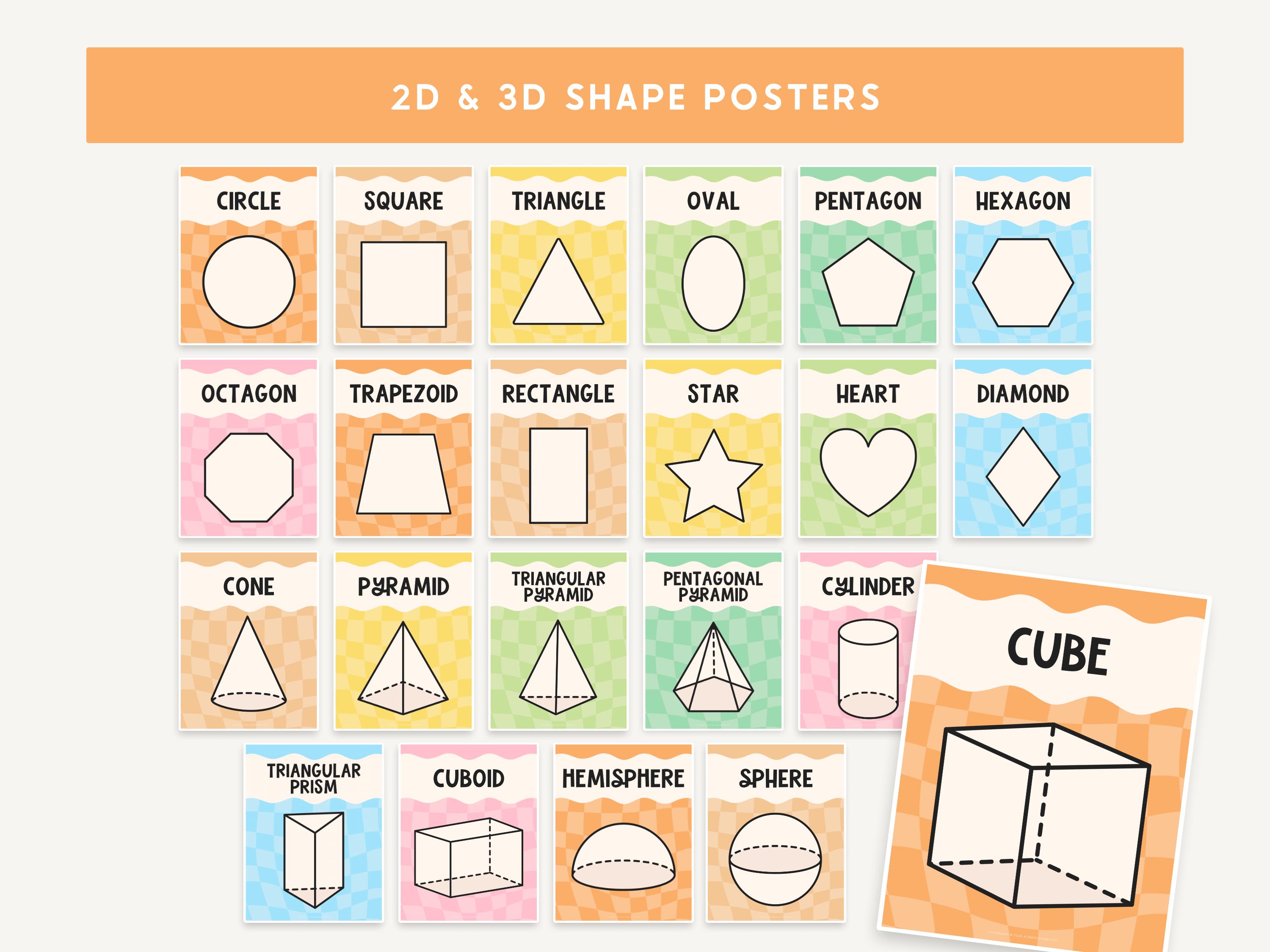 Editable Shape Varieties Editable Shape Posters for Classroom | Groovy Bright Math Posters | 2D ...