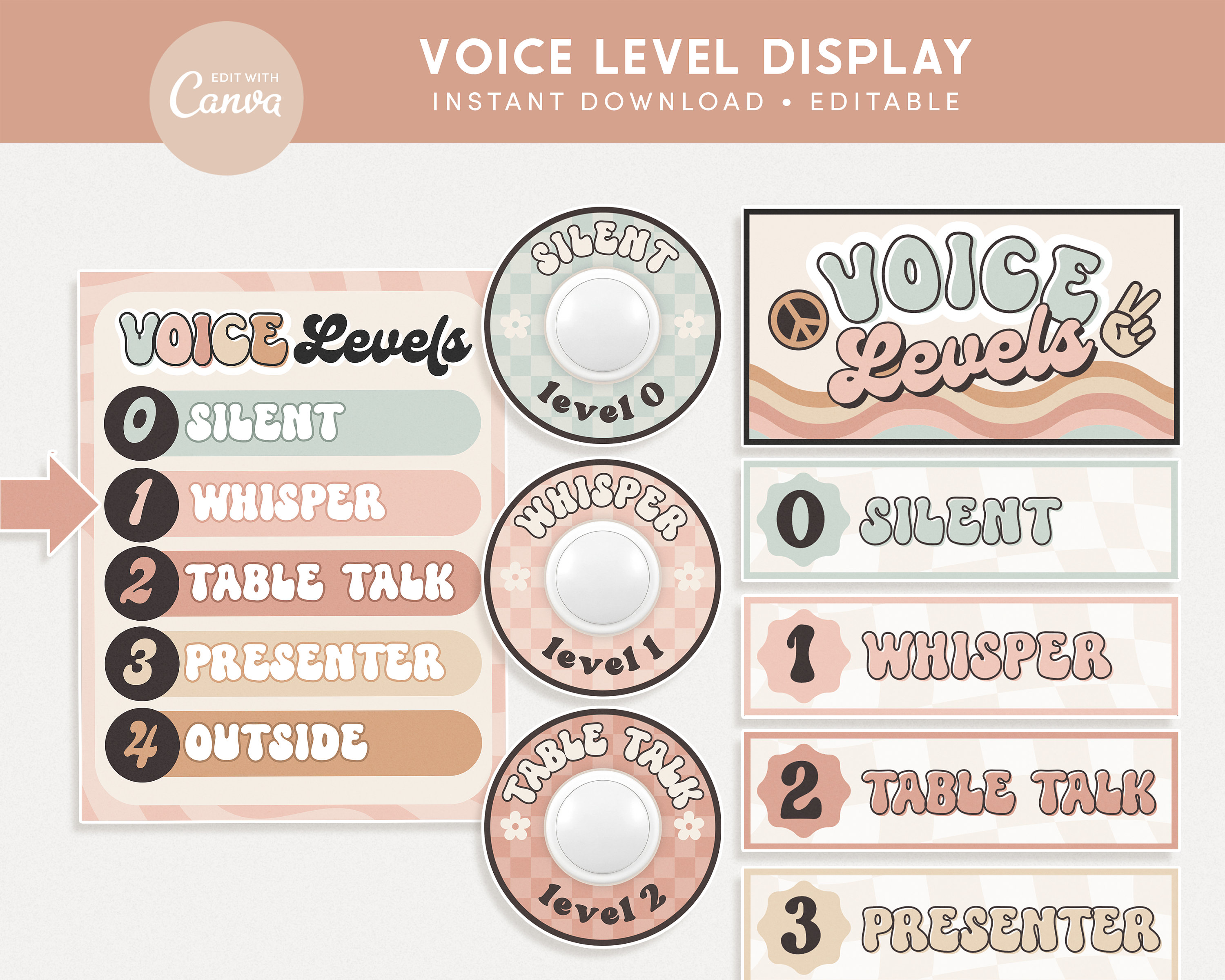 Voice Level Chart Classroom Printable Display, Editable in Canva ...