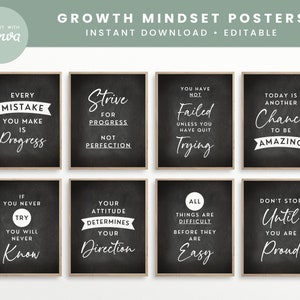 Growth Mindset Editable Classroom Printable Posters, Classroom Quotes ...