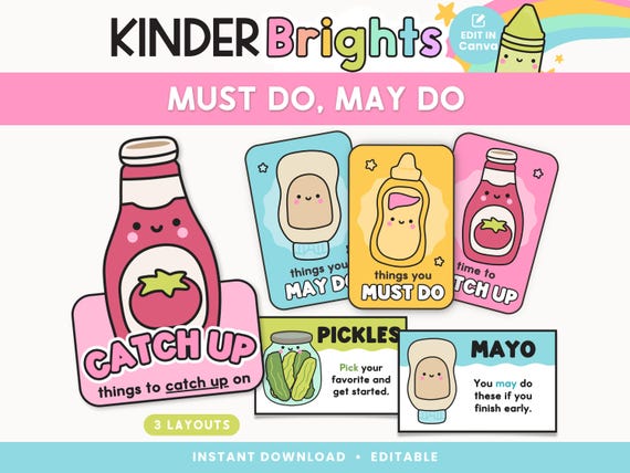 Editable Must Do, May Do Classroom Displays | Task Board for Student Choice & Classroom Management | Pastel Teacher Decor | Instant Download