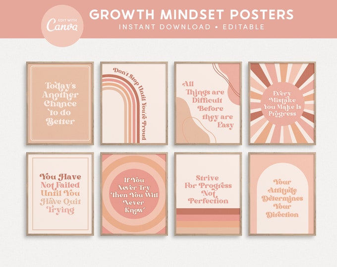Growth Mindset Posters | Classroom Posters | Neutral Boho Posters ...