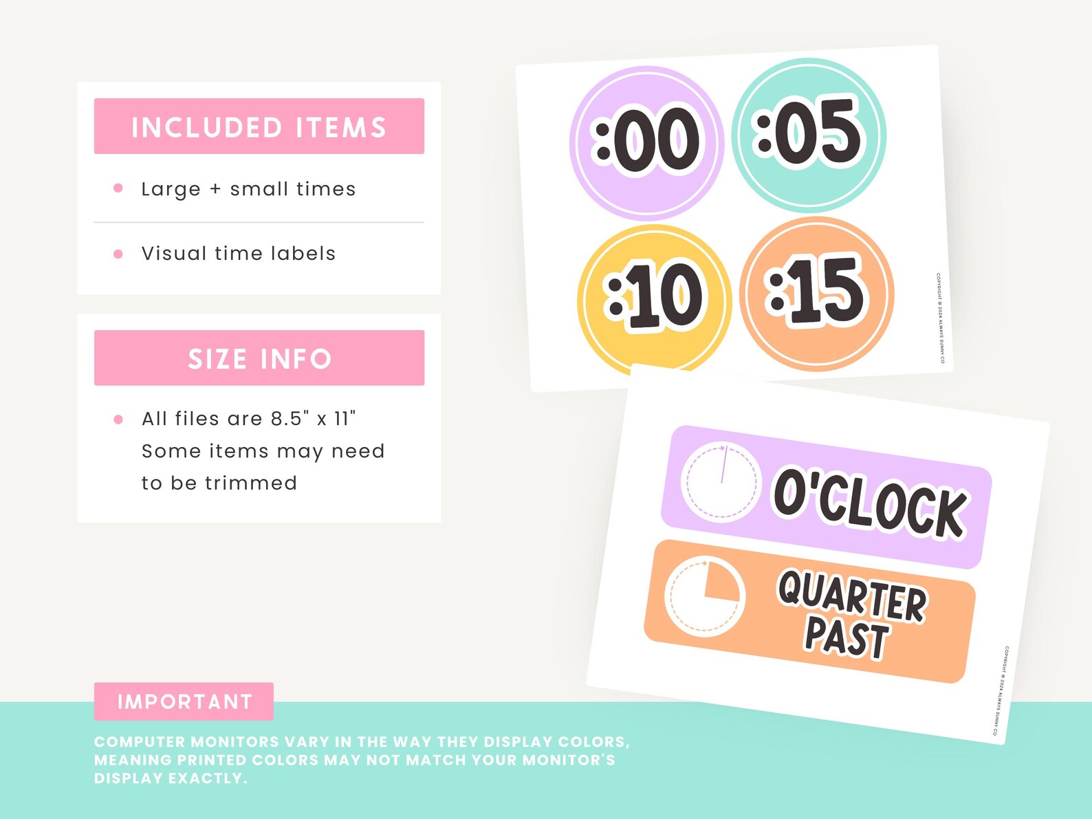 Clock Discipline Chart Classroom Clock Display Labels Printable Display, Editable in Canva ...