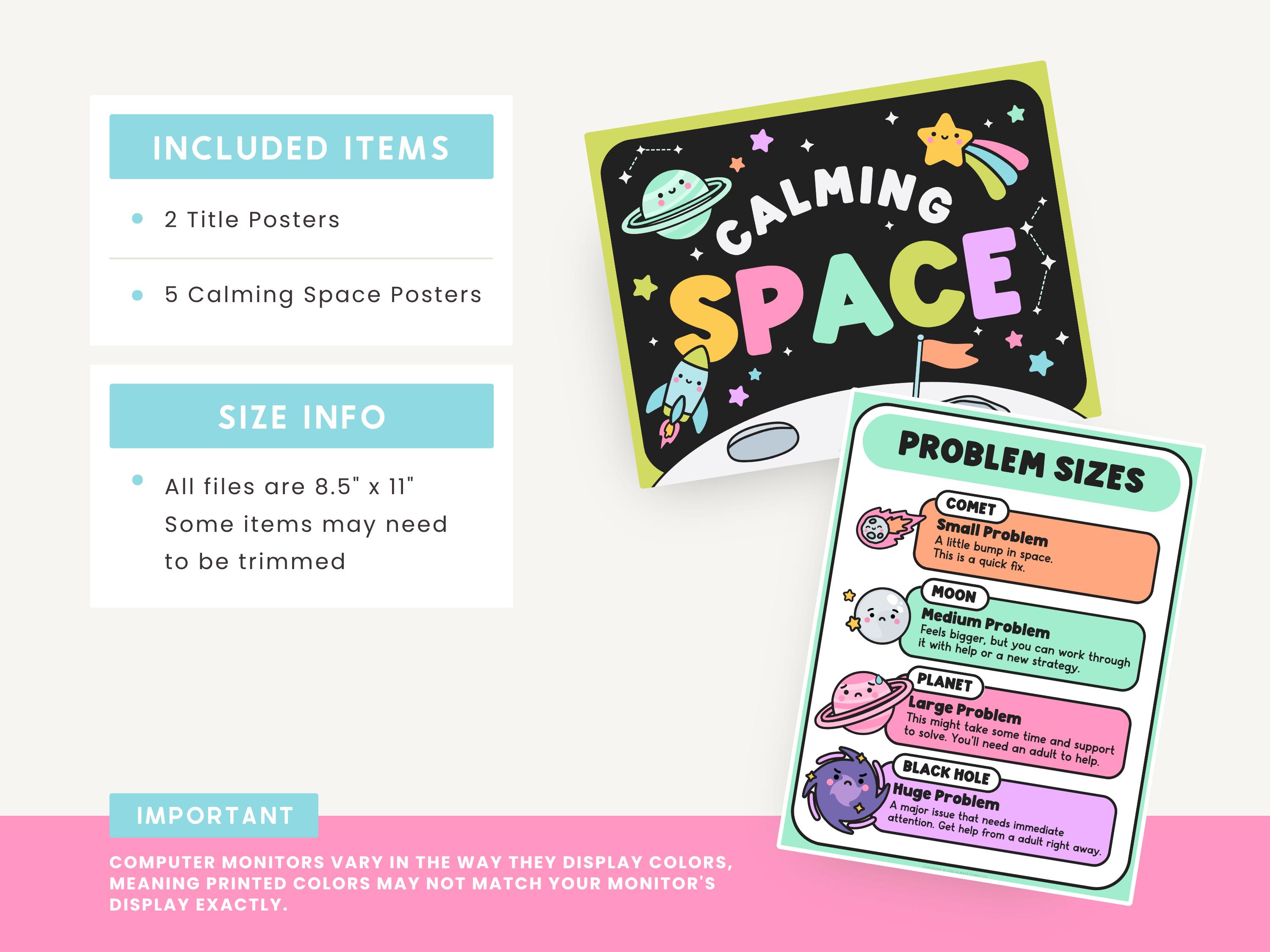 Editable Calming Space Posters for Classroom | Kinder Brights SEL Decor ...