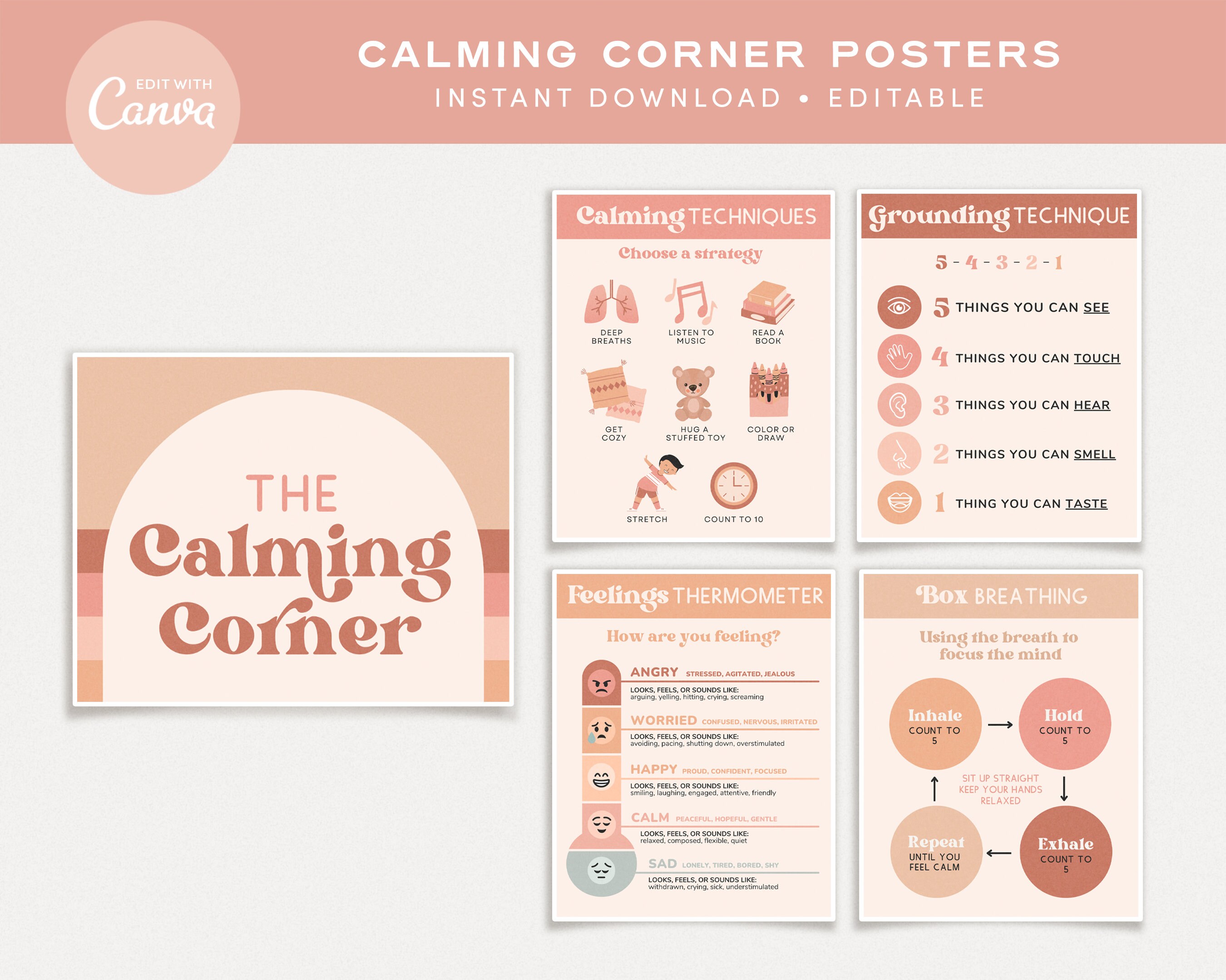 Editable Classroom Management Printable Bundle, Neutral Boho Canva ...