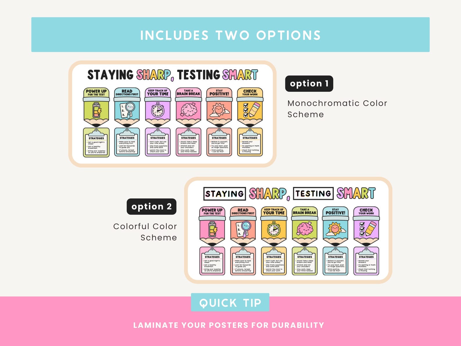 Testing Room Poster Editable Classroom Test Taking Strategy Posters | Testing SMART ...