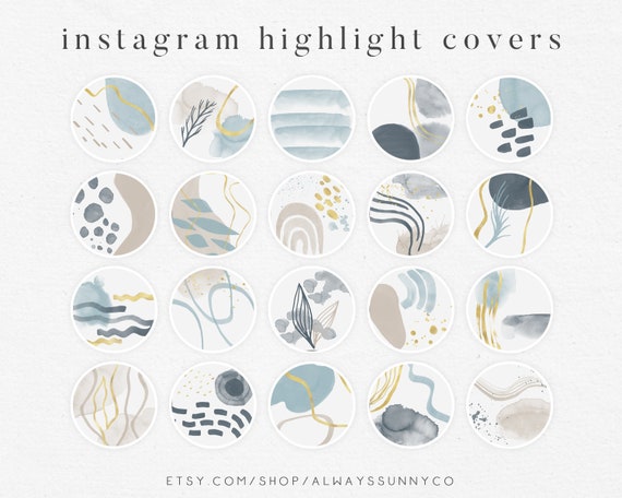 20 Navy Blue Gold Abstract Instagram Highlight Covers Modern | Etsy