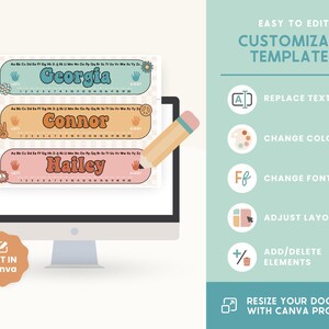Student Desk Name Labels, Editable Classroom Printables, Student Name ...