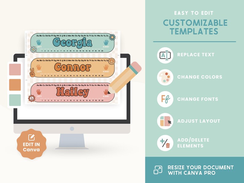 Student Desk Name Labels, Editable Classroom Printables, Student Name ...