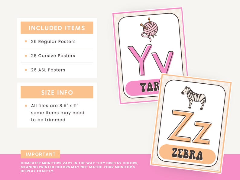 Alphabet Classroom Editable Posters, Bright Letter Templates, Desert ...