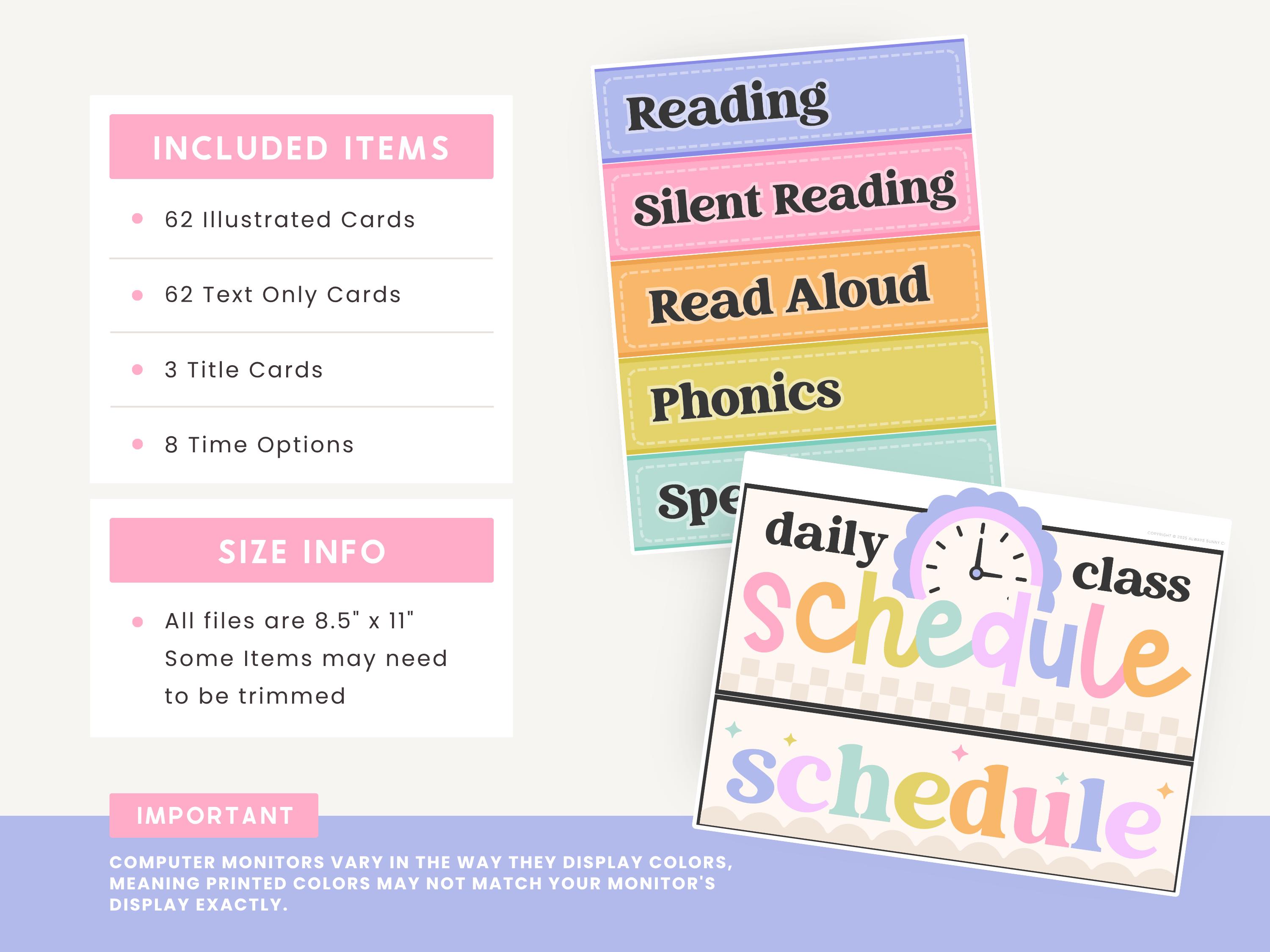 Editable Visual Schedule Cards | Colorful Classroom Timetable Display ...