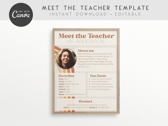 Meet the Teacher Classroom Printable Template Teacher - Etsy