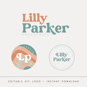Editable Logo Designs, DIY Modern Boho Logo, Cute Photography Logo, Round Circle Logo, Retro Logo with Watermarks, Instant Download