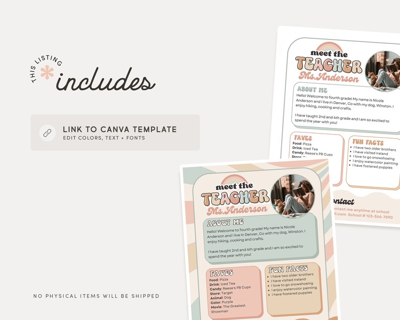Meet the Teacher Classroom Printable Template, Teacher Introduction ...