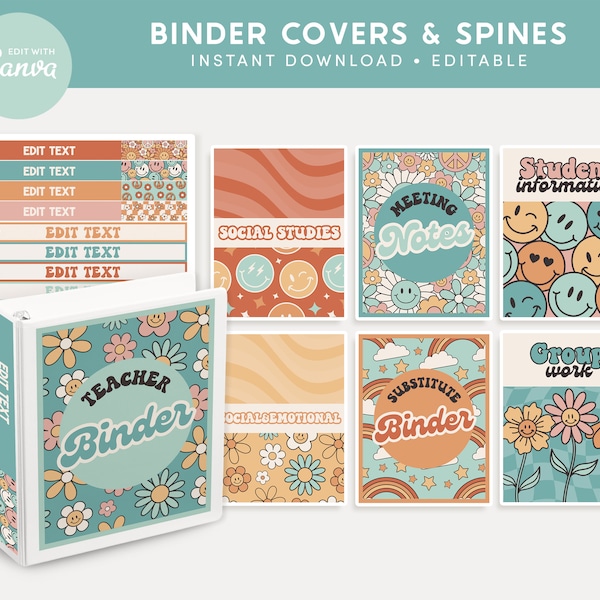 Binder Covers and Spines Editable - Etsy