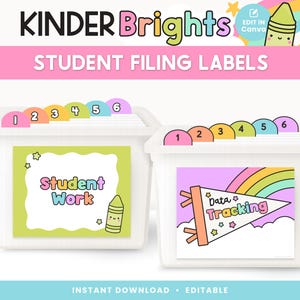 Bearbeitbare Studentenablageetiketten | Canva Vorlagen für die Organisation von Klassenzimmern | Bunte Lehrer Briefkasten Aufkleber | Sofort Download