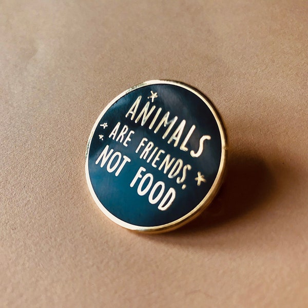Vegan Enamel Pin “Animals Are Friends, Not Food”. Vegan Gift Idea for Christmas