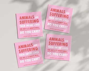 10-100 Vegan Sticker Pack | Les animaux souffrent, vous en souciez-vous? | Ensemble d’autocollants extérieurs. Autocollants sur les droits des animaux, devenir végétalien, amis pas nourriture