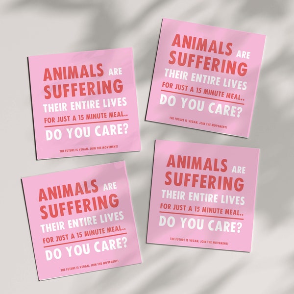 10-100 Vegan Sticker Pack | Animals Are Suffering, Do You Care? | Outdoor Sticker Bundle. Animal Rights Stickers, Go Vegan, Friends Not Food