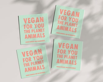 10-100 Vegan Sticker Pack | Vegan for You, Animals, Planet | Outdoor Stickers, Animal Rights Veganism Sticker Bundle, Go Vegan, No Planet B