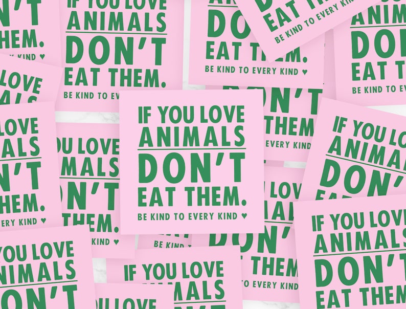 Vegan Stickers Small Outdoor Vegan Stickers Friends not food, Animal Rights Activism, Go Vegan, Veganism Sticker Set image 1