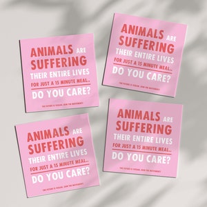 Vegan Laptop / Bumper Sticker Animals Are Suffering, Do You Care Outdoor Stickers, Animal Rights, Go Vegan, Friends Not Food Sticker image 1