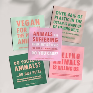 Vegan Mixed Sticker Set Outdoor Sticker Bundle Tier Landwirtschaft, Tierrechtsaktivismus, Go Vegan, Friends not Food. Aktivistische Stickers