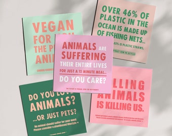 Vegan Mixed Sticker Set Outdoor Sticker Bundle Dierlijke landbouw, Dierenrechten Activisme, Ga Veganistisch, Vrienden Geen Eten