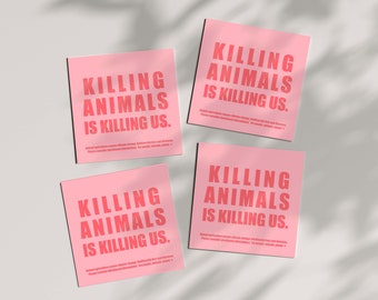 Vegan Laptop-/Autoaufkleber | Tiere zu Töten bringt uns um | Outdoor Stickers, Tierrechte, Landwirtschaft, Klimaaktivismus