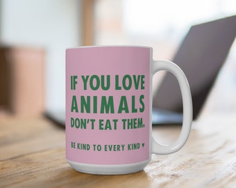 Mug végétalien XL 15 oz, Mug végétalien mignon, cadeau végétalien pour elle, cadeau à base de plantes, idée cadeau végétalien, cadeau végétalien mignon, cadeau végétalien pour femme