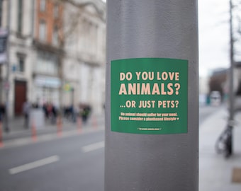 10 à 100 stickers végétaliens | J'aime tous les animaux, pas seulement les animaux de compagnie | Autocollants d'extérieur | Activisme pour les droits des animaux, Les amis, pas la nourriture, Véganisme