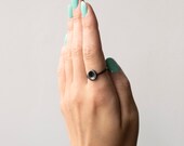 Black Mass Oxidized Silver Octopus Suction Cup Solitaire Ring