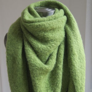 xl triangular scarf lemon, women's fleece scarf, women's woven scarf, fluffy, cozy, warm lime green in premium quality