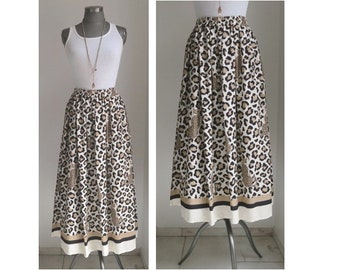 Jupe midi Leo en popeline Jupe à imprimé animalier en pur coton en taille unique Collection Premium