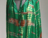 casual boho silk tunic batik, batik blouse green ribbon in women 39 s blouse one size fits all here 36-40