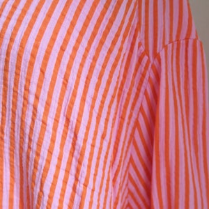 Musselin Hemdbluse rosa orange gestreift Hemdblusen Leggings Kleid Musselinstoff, Hemd Strukturmuster Cotton Unisize hier 38-44 Bild 3