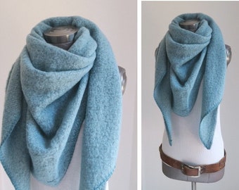 xl dreieckstuch schal, flausch tuch dunkles türkis webschal wolle-mix tuch flauschig kuschelig  damen tücher winter warm  NEW COLOUR !