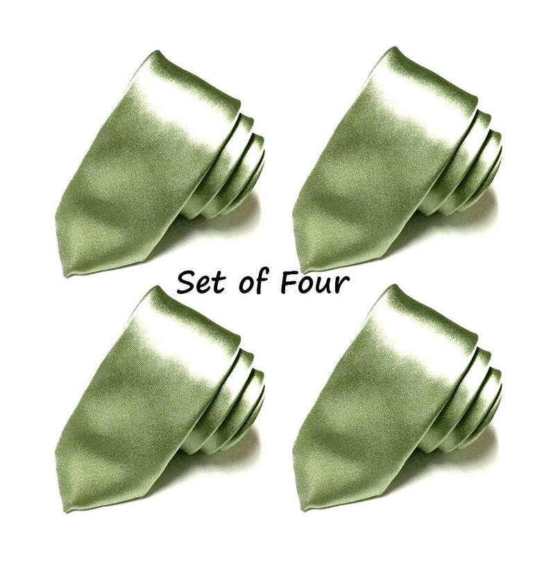 Pear Green Tie Set of Four Skinny Tie Set of 4 Groomsmen Neckties 1.75 Wedding Groomsman Best Man Father of the Groom Clearance SALE