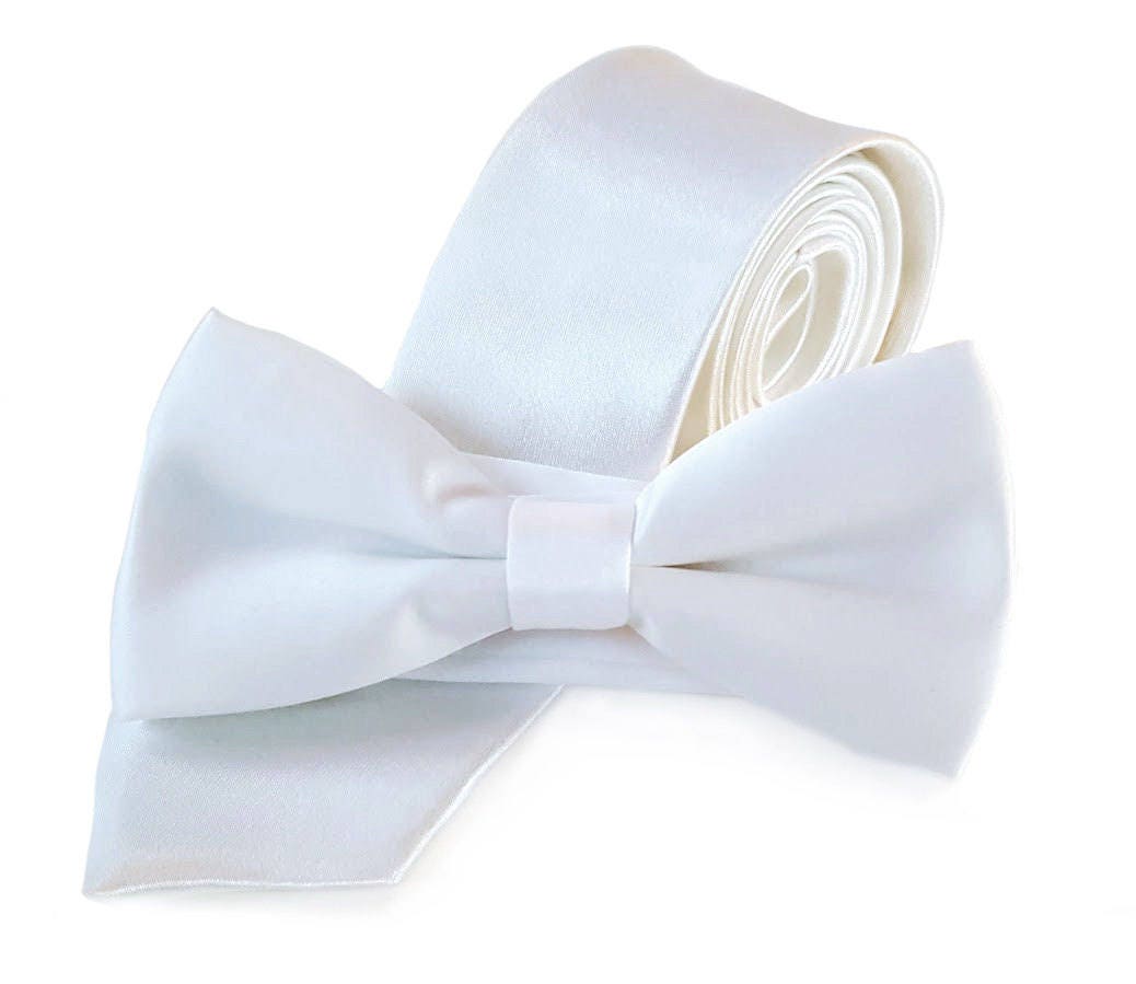 White Tie or Bowtie Skinny 1.75 Wedding Ties White | Etsy