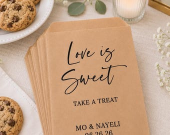 Favor Bags For Wedding | Snack Bags | Love Is Sweet Treat | Wedding Favor Bags | Rustic Wedding Decor